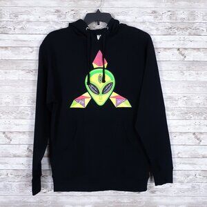 Independent Alien Hoodie M Black Neon Yellow Green 633A